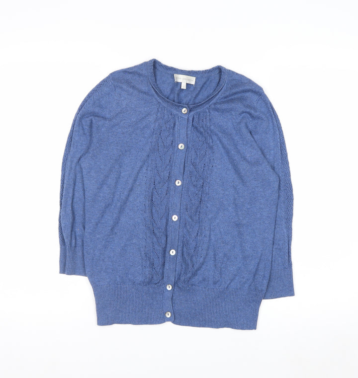 Rocha John Rocha Women Blue Cotton Knit Cardigan Size 12