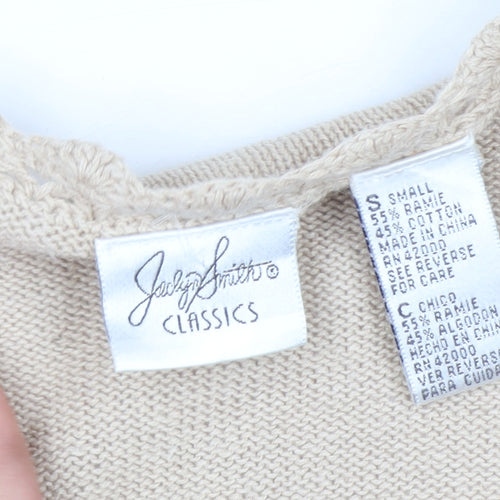 Jaclyn Smith Women Beige Crochet Cardigan Short Sleeve S