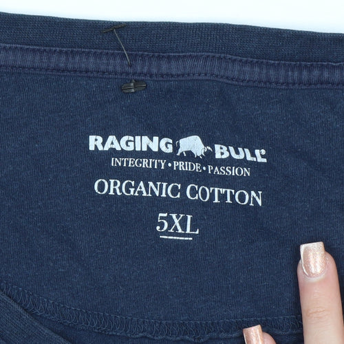 Raging Bull Men's Navy Blue 5XL Organic Cotton Crew Neck T-Shirt