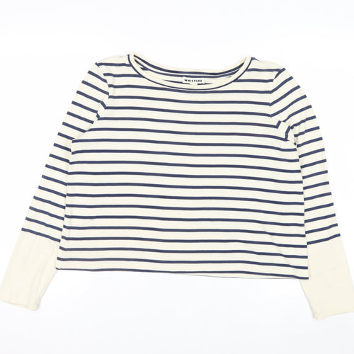 Whistles Women’s Multicoloured Striped Long Sleeve Boat Neck Top UK 12