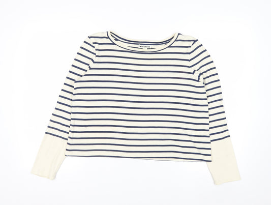 Whistles Women’s Multicoloured Striped Long Sleeve Boat Neck Top UK 12