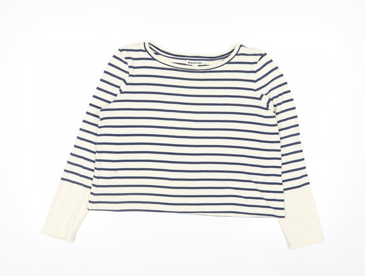Whistles Women’s Multicoloured Striped Long Sleeve Boat Neck Top UK 12