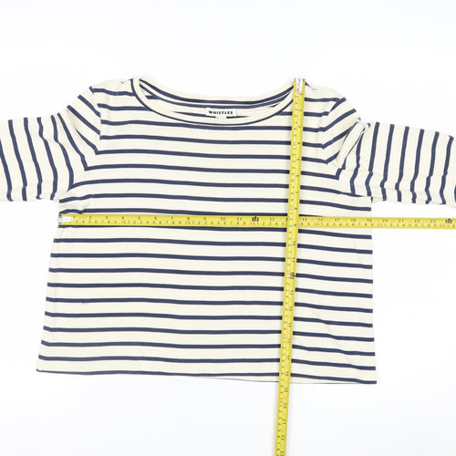 Whistles Women’s Multicoloured Striped Long Sleeve Boat Neck Top UK 12