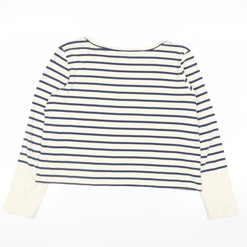 Whistles Women’s Multicoloured Striped Long Sleeve Boat Neck Top UK 12