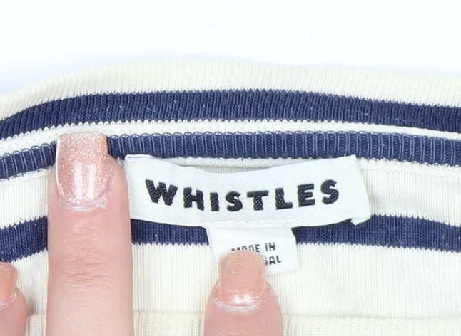 Whistles Women’s Multicoloured Striped Long Sleeve Boat Neck Top UK 12