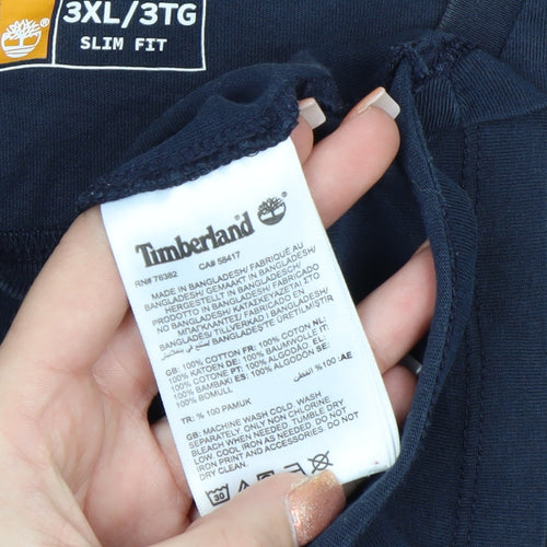 Timberland Men's Navy Blue Slim Fit 3XL Cotton T-Shirt