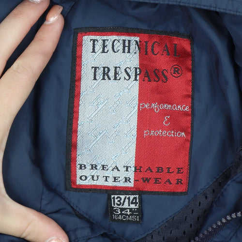 Trespass Boys Blue Hooded Windbreaker Jacket 13-14 Years 34in