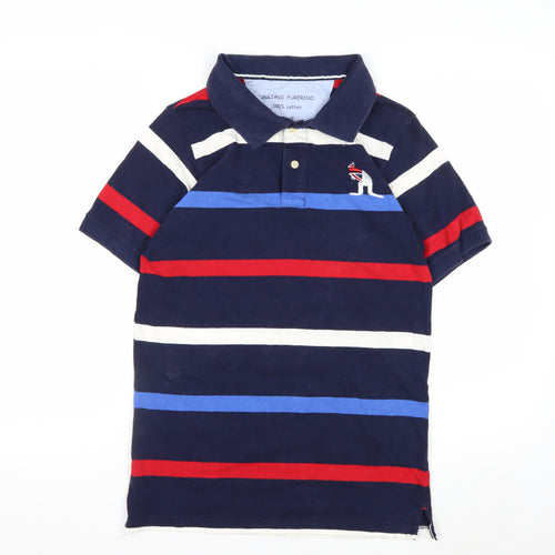 Juliano Furerino Men's Blue Striped Cotton Polo Shirt Size S