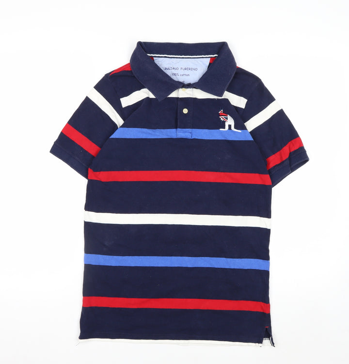 Juliano Furerino Men's Blue Striped Cotton Polo Shirt Size S