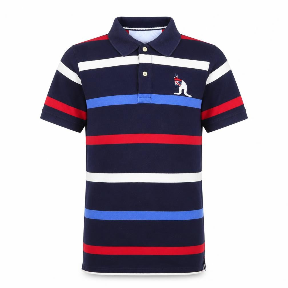 Juliano Furerino Men's Blue Striped Cotton Polo Shirt Size S