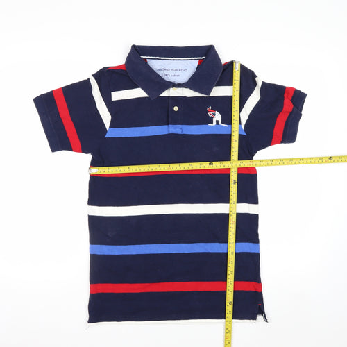Juliano Furerino Men's Blue Striped Cotton Polo Shirt Size S