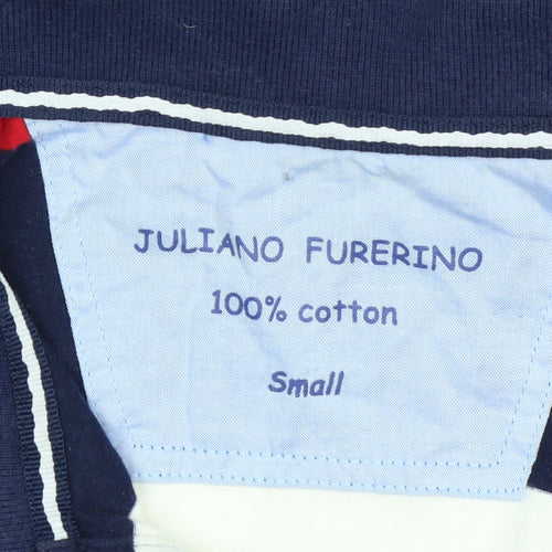 Juliano Furerino Men's Blue Striped Cotton Polo Shirt Size S