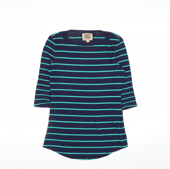 Arabella & Addison Women's Blue Striped 3/4 Sleeve T-Shirt Size 10