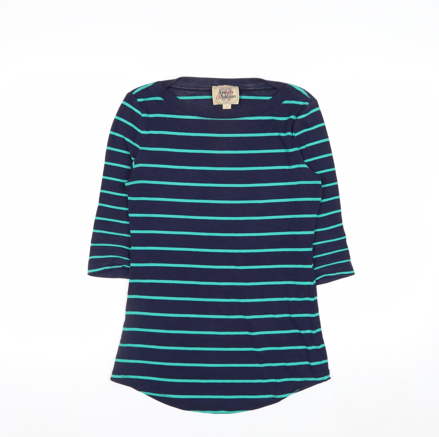 Arabella & Addison Women's Blue Striped 3/4 Sleeve T-Shirt Size 10