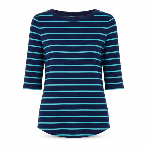 Arabella & Addison Women's Blue Striped 3/4 Sleeve T-Shirt Size 10