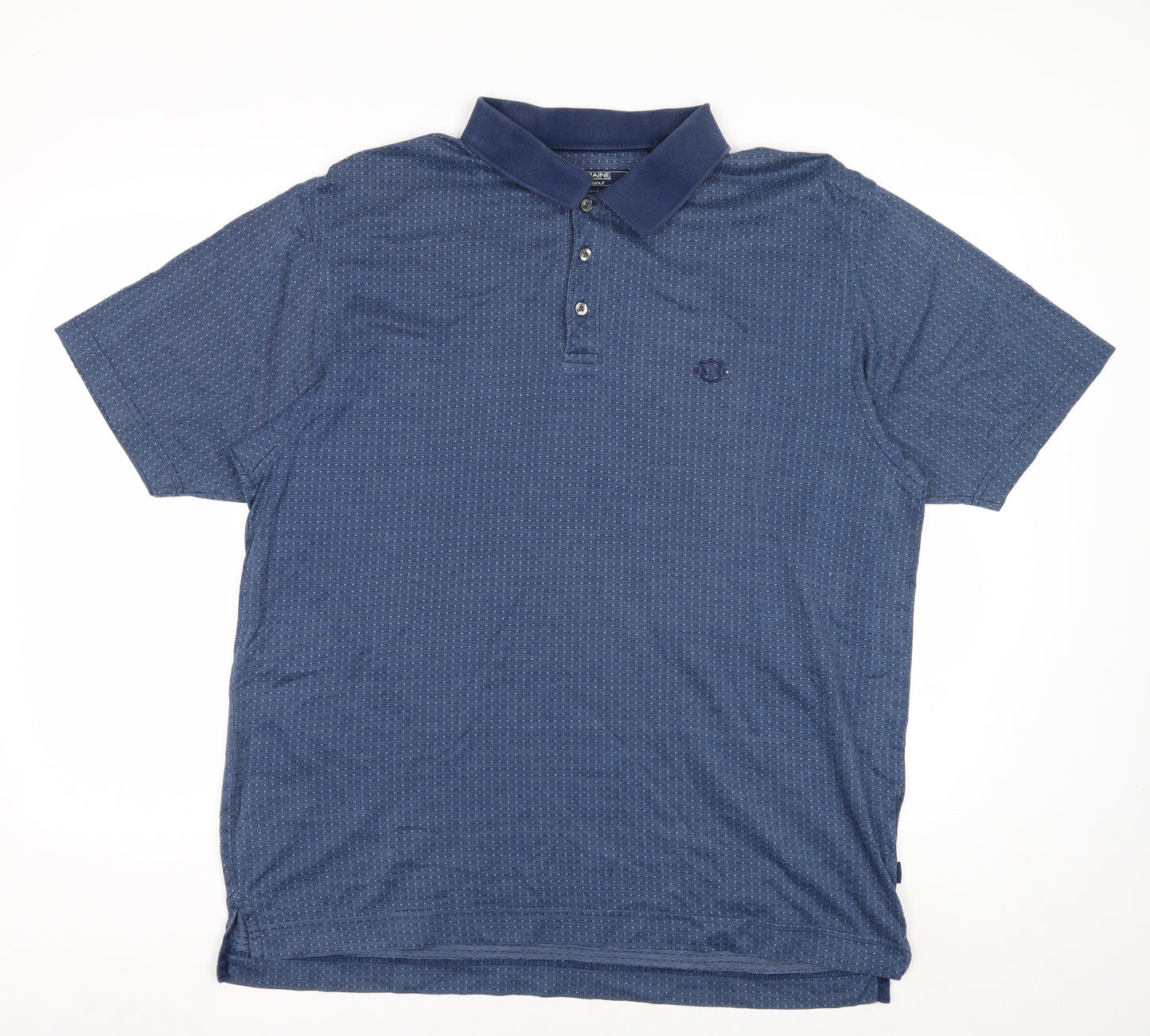 Maine New England Men's Blue Cotton Golf Polo Shirt L
