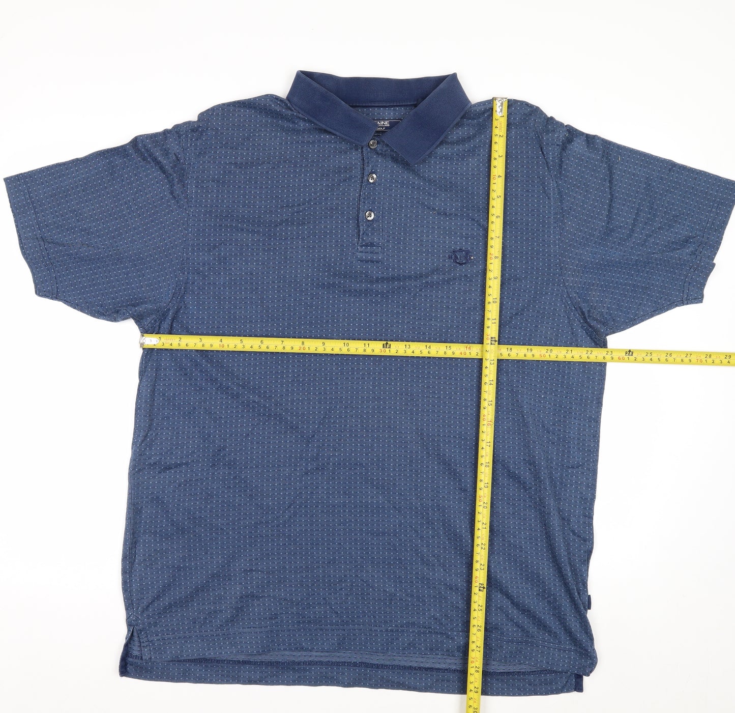 Maine New England Men's Blue Cotton Golf Polo Shirt L