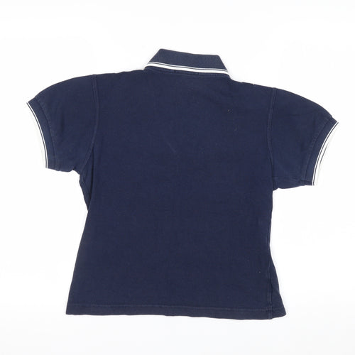 Fred Perry Women's Blue Cotton Polo Shirt Size 8 Classic V-Neck