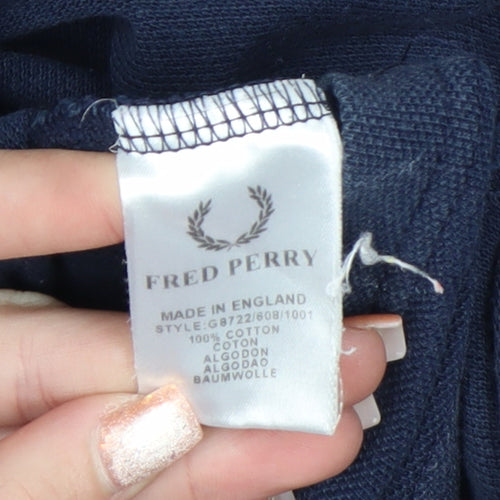 Fred Perry Women's Blue Cotton Polo Shirt Size 8 Classic V-Neck