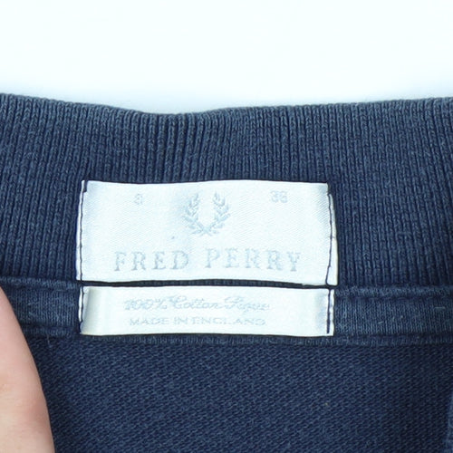 Fred Perry Women's Blue Cotton Polo Shirt Size 8 Classic V-Neck