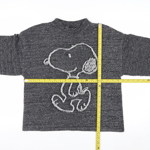 Zara Women’s Grey Snoopy Knit Pullover Jumper Size 12 Mock Neck