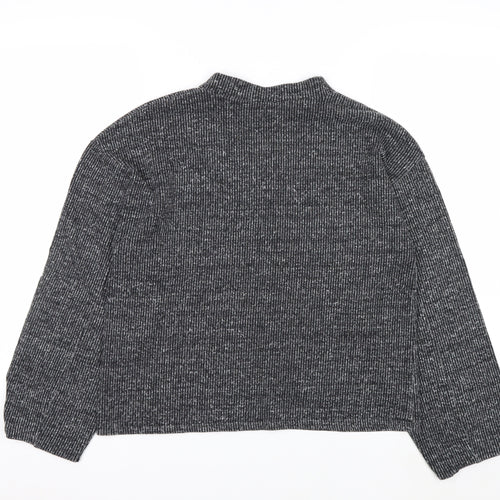 Zara Women’s Grey Snoopy Knit Pullover Jumper Size 12 Mock Neck