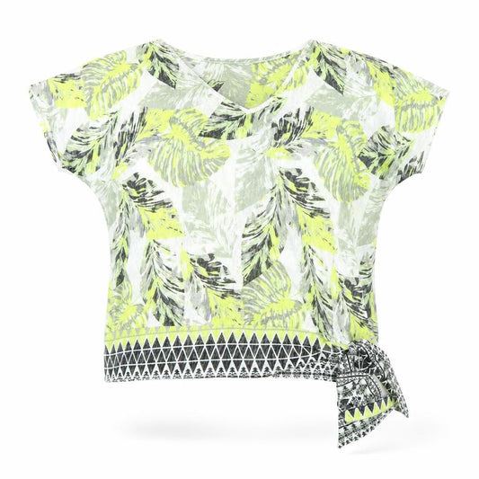 Front view of Wallis Women’s Multicoloured Petite V-Neck T-Shirt M Tropical