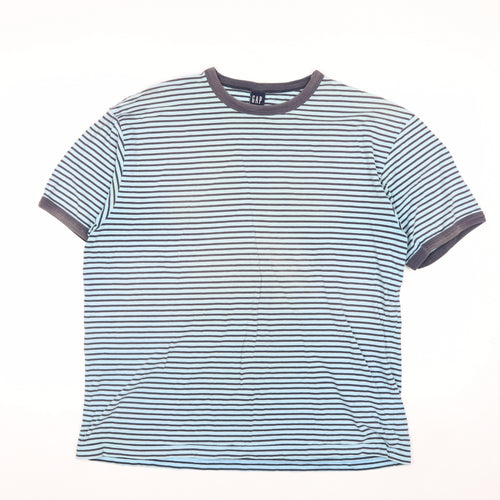 GAP Women’s Blue Striped Ringer T-Shirt XL 100% Cotton Casual