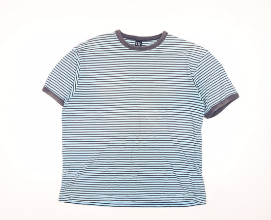 GAP Women’s Blue Striped Ringer T-Shirt XL 100% Cotton Casual