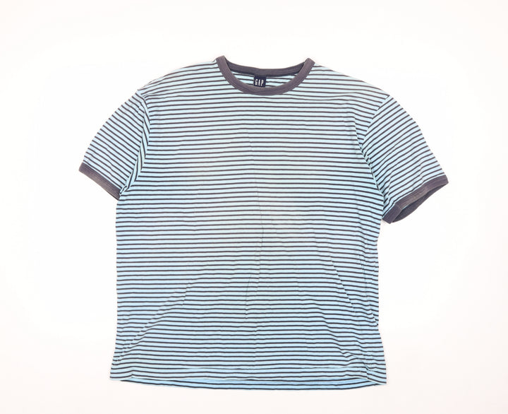 GAP Women’s Blue Striped Ringer T-Shirt XL 100% Cotton Casual