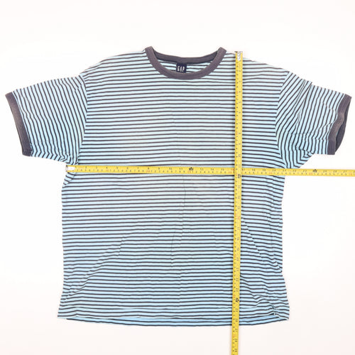 GAP Women’s Blue Striped Ringer T-Shirt XL 100% Cotton Casual
