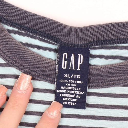 GAP Women’s Blue Striped Ringer T-Shirt XL 100% Cotton Casual