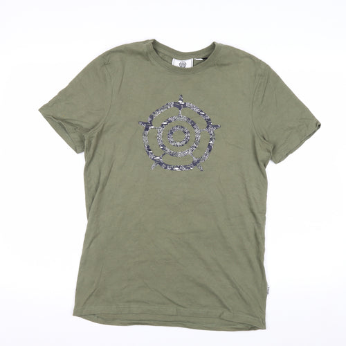 TOG24 Men's Green Cotton Graphic Print T-Shirt Size S