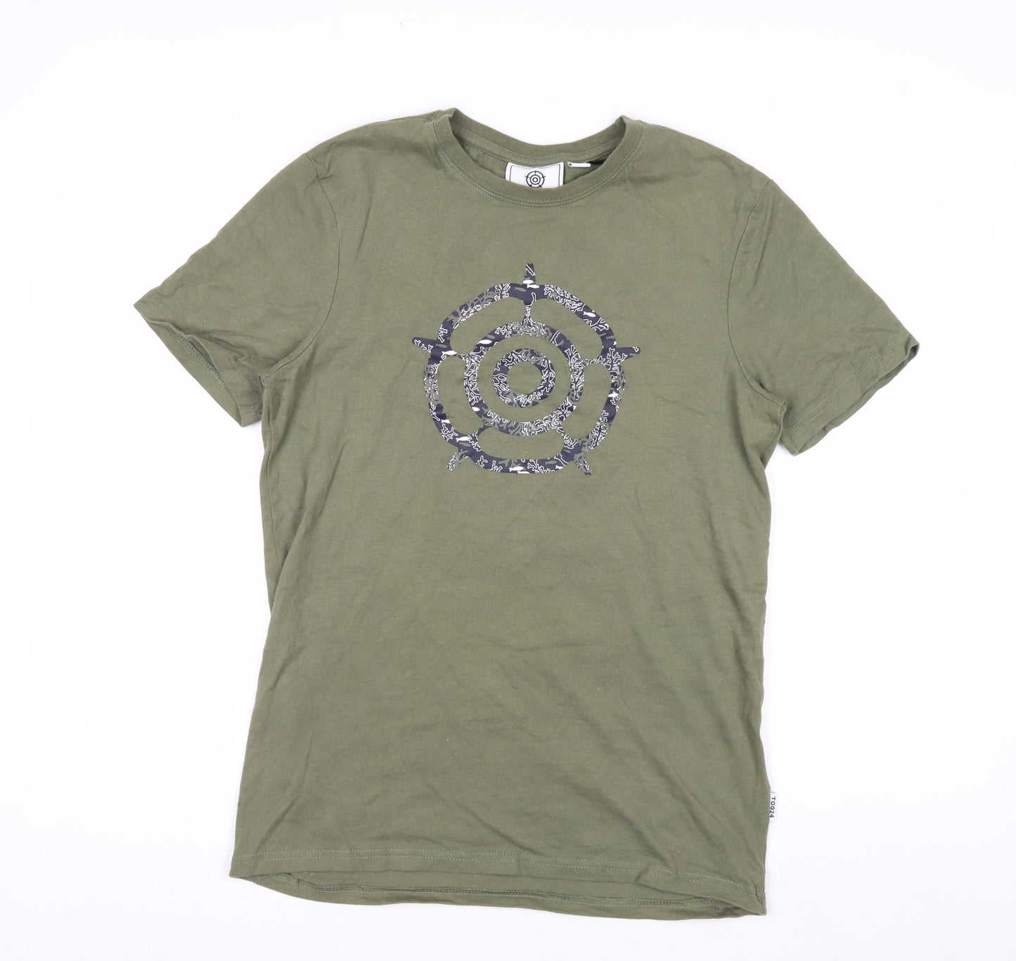 TOG24 Men's Green Cotton Graphic Print T-Shirt Size S