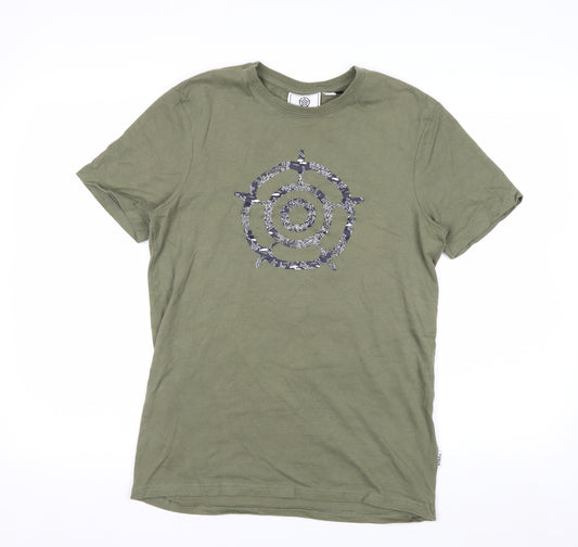 TOG24 Men's Green Cotton Graphic Print T-Shirt Size S