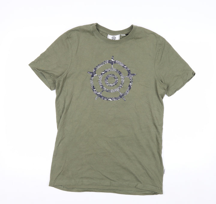 TOG24 Men's Green Cotton Graphic Print T-Shirt Size S