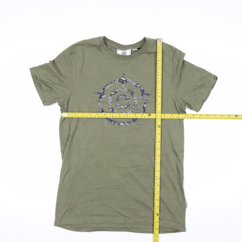 TOG24 Men's Green Cotton Graphic Print T-Shirt Size S