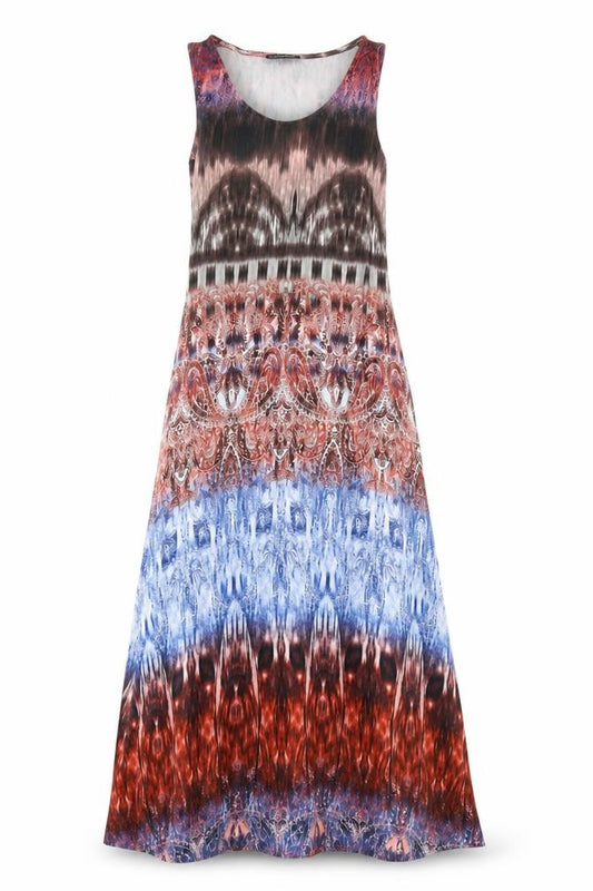 Front view of Warehouse Women’s Multicoloured Paisley Maxi Dress, size UK 8