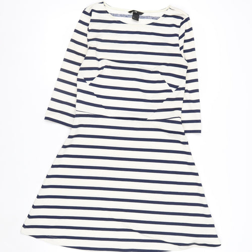 H&M Women’s Multicoloured Striped A-Line Dress Size 8