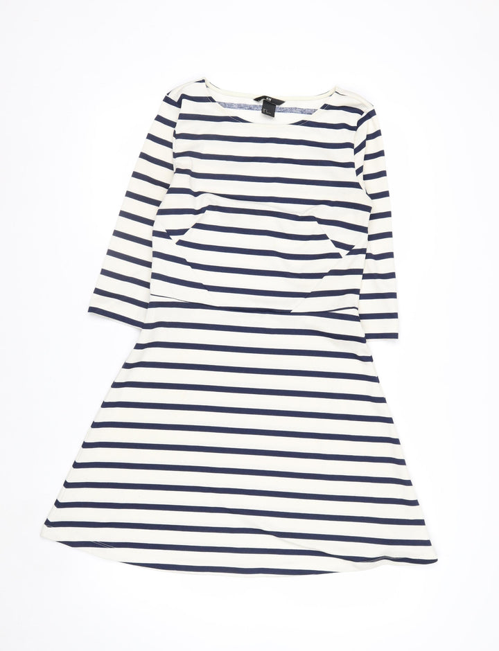 H&M Women’s Multicoloured Striped A-Line Dress Size 8