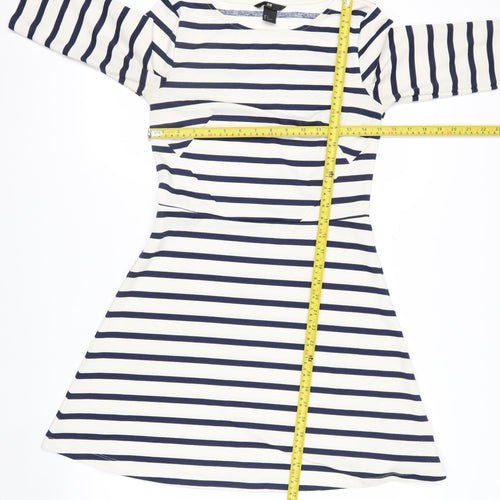 H&M Women’s Multicoloured Striped A-Line Dress Size 8