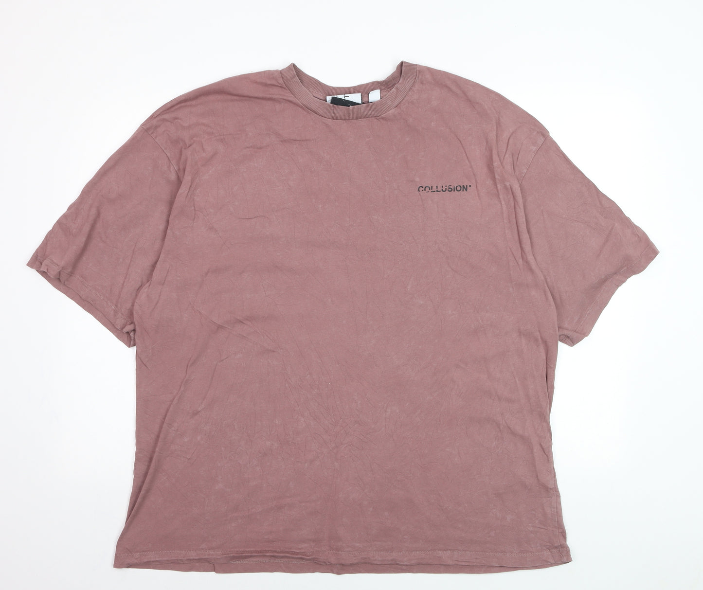 Collusion Men’s Mauve 2XL Cotton Oversized Crew Neck T-Shirt