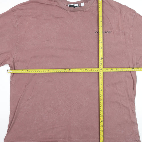 Collusion Men’s Mauve 2XL Cotton Oversized Crew Neck T-Shirt