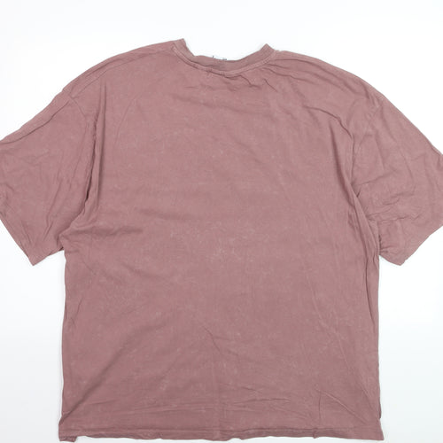 Collusion Men’s Mauve 2XL Cotton Oversized Crew Neck T-Shirt