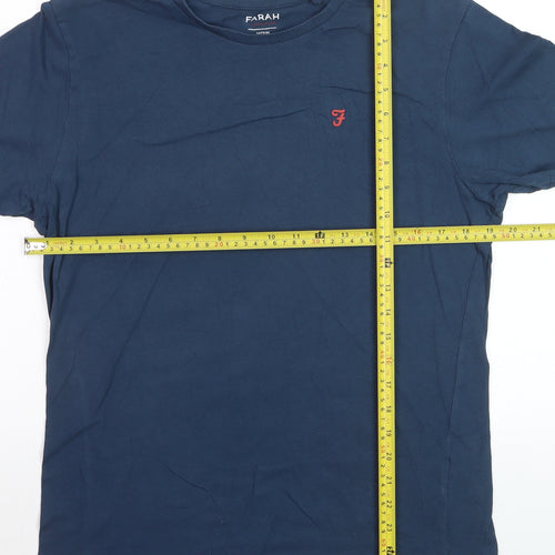 Farah Men's Blue Cotton Crew Neck T-Shirt Medium