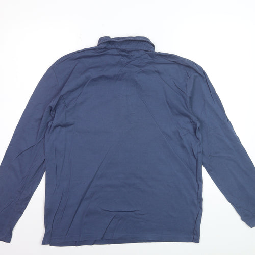 Reiss Mens Blue Long Sleeve Cotton Polo Shirt Size L