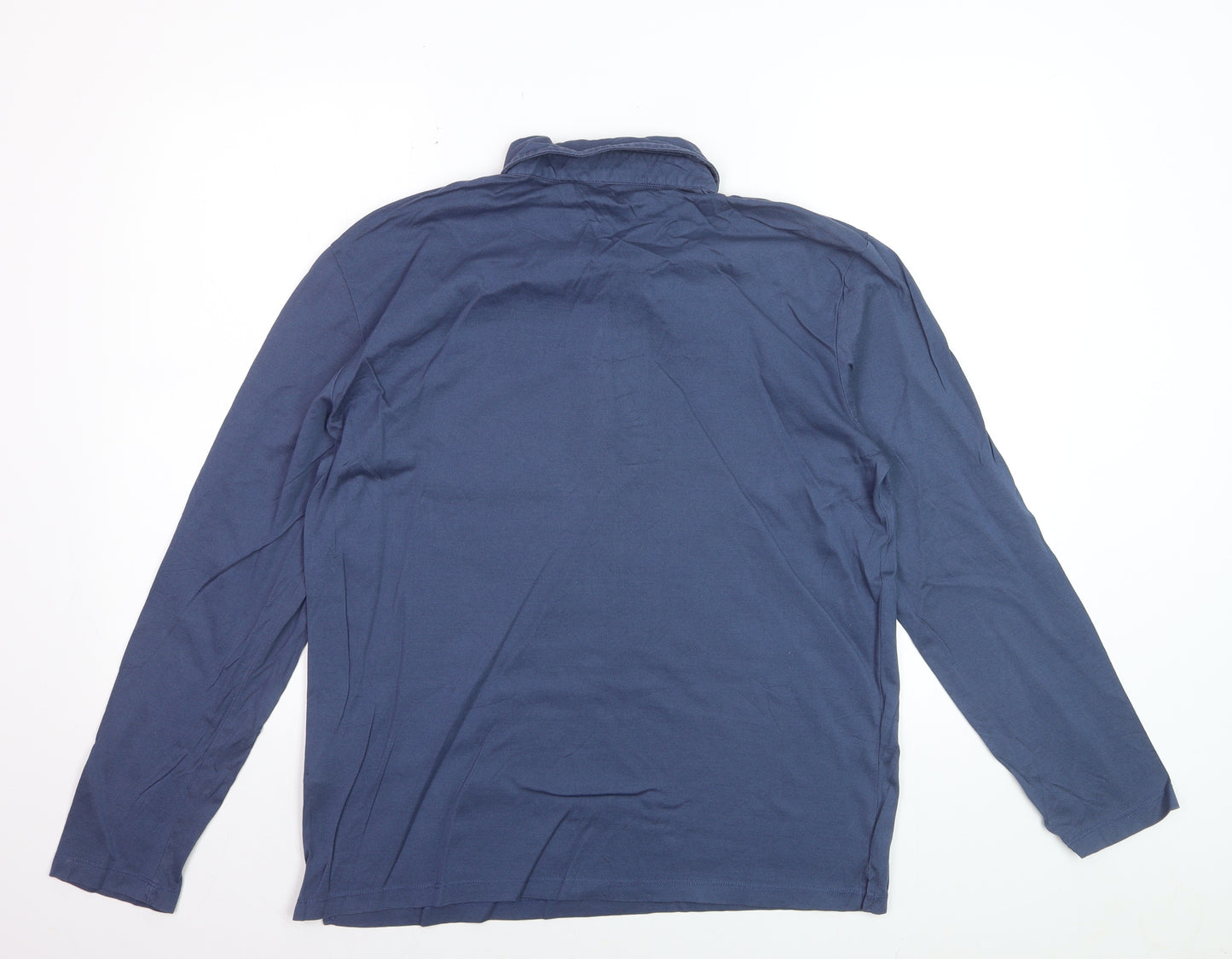 Reiss Mens Blue Long Sleeve Cotton Polo Shirt Size L
