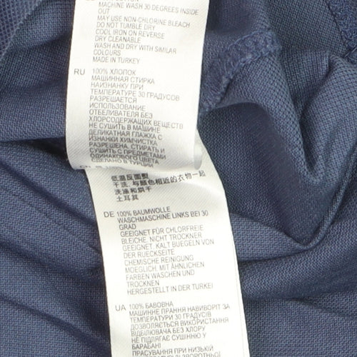 Reiss Mens Blue Long Sleeve Cotton Polo Shirt Size L