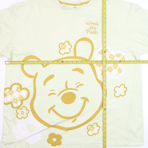 Primark Women Yellow Winnie the Pooh 2XL Relaxed Cotton T-Shirt