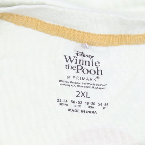 Primark Women Yellow Winnie the Pooh 2XL Relaxed Cotton T-Shirt